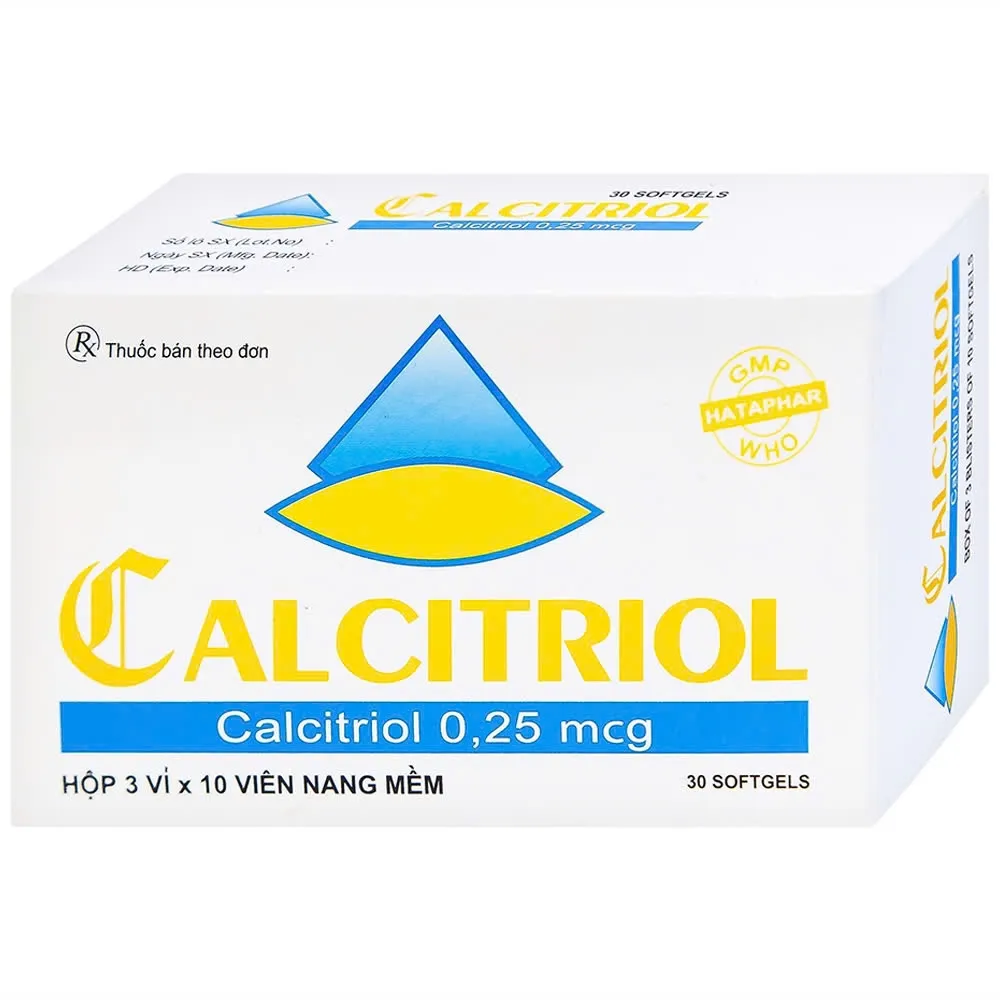 Calcitriol 0,25mg Hà Tây (H/30v) – Viên nang mềm Vitamin D3 hoạt tính, hỗ trợ loãng xương & hạ canxi máu